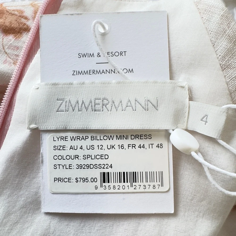 ZIMMERMANN
Lyre Linen Mini Wrap Dress Zimmerman Size 4 =L-XL - Picture 8 of 8